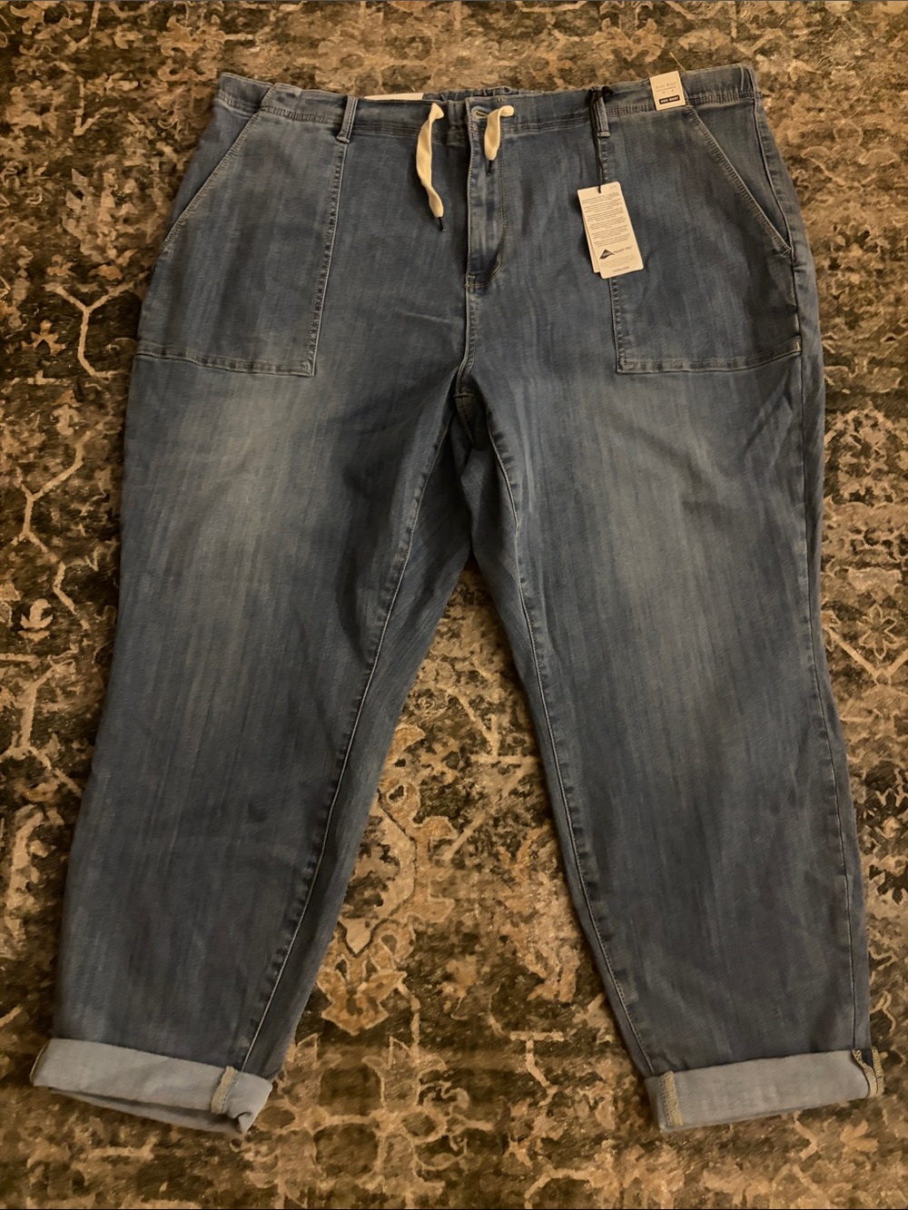 Judy Blue women’s Relaxed Drawstring Jeans - Denim Blue 24w NEW NWT